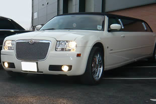 Exterior view of white 'Baby Bentley'